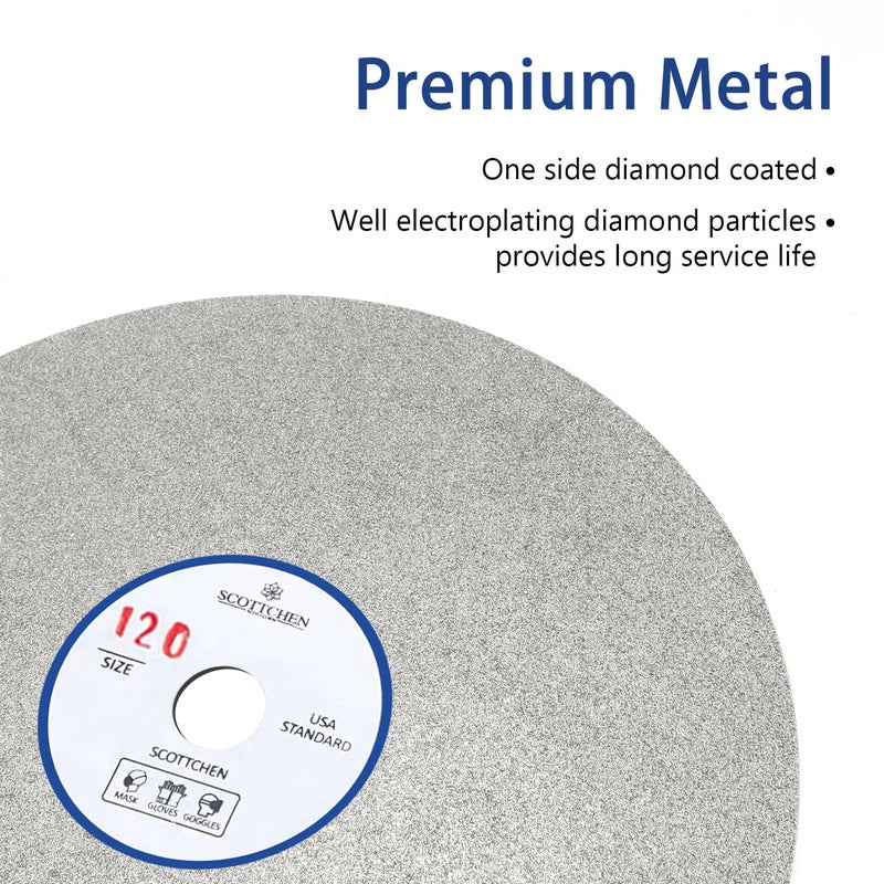 SCOTTCHEN Diamond Flat Lap Wheel 6" x 1/2" Arbor Grinding Sanding Disc Lapping Polishing Disc-120 Grit - Image 3